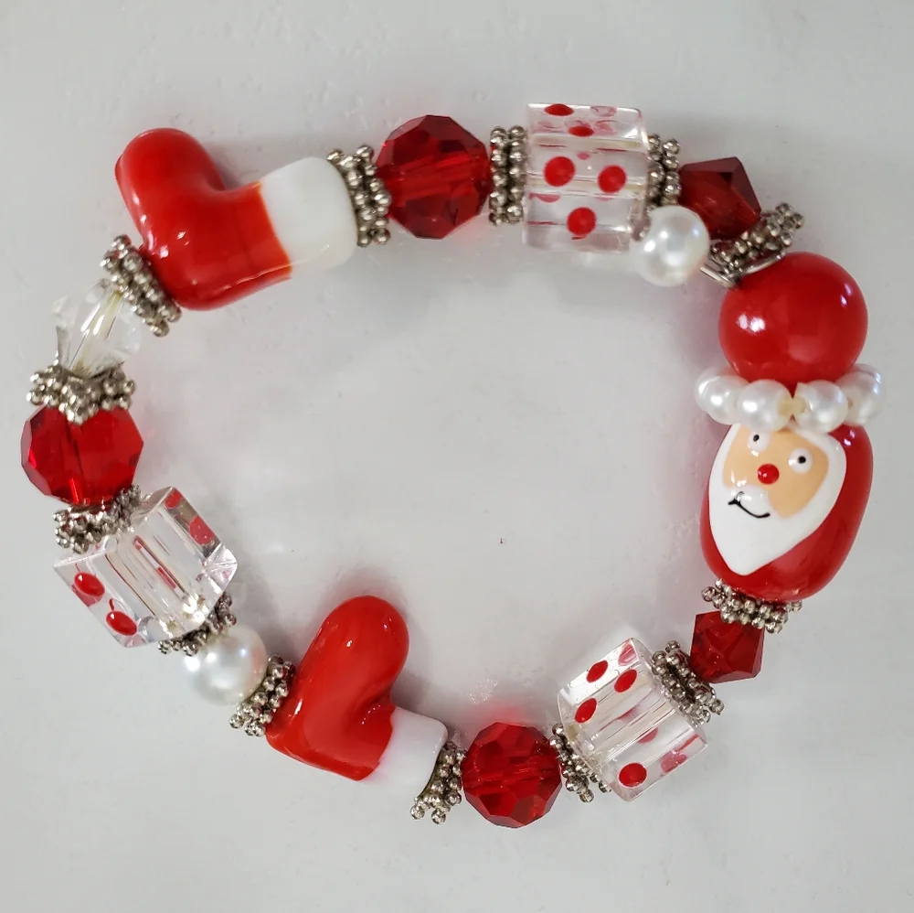 Santa Lampwork Stretch Bracelet